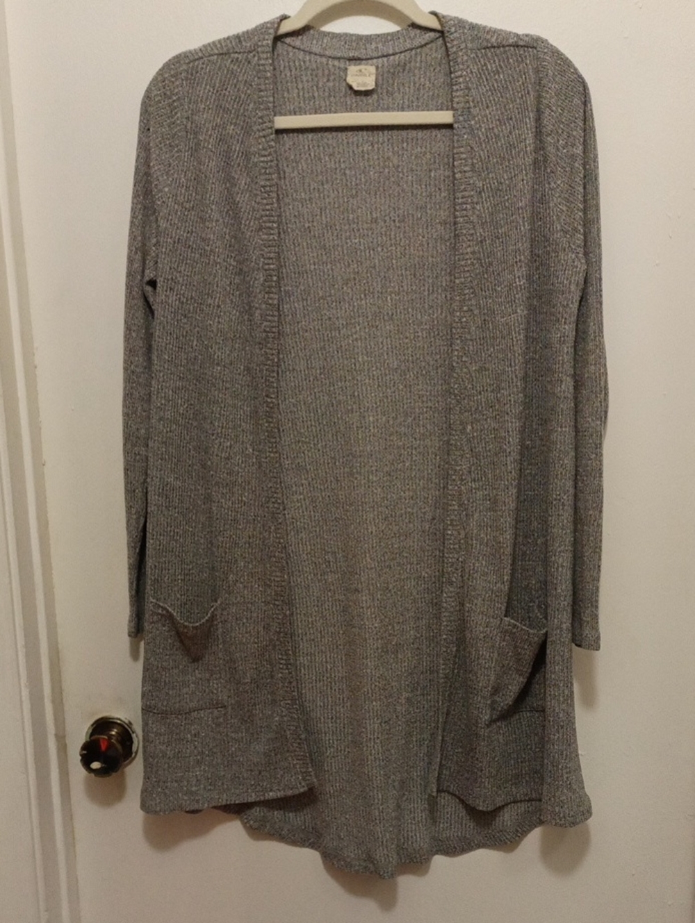 O'Neill Ladies Gray Marled Open Front Lightweight Sweater Jacket. M